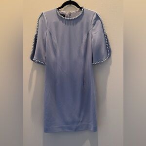 Teri Jon Light Blue Dress with Pearl Details